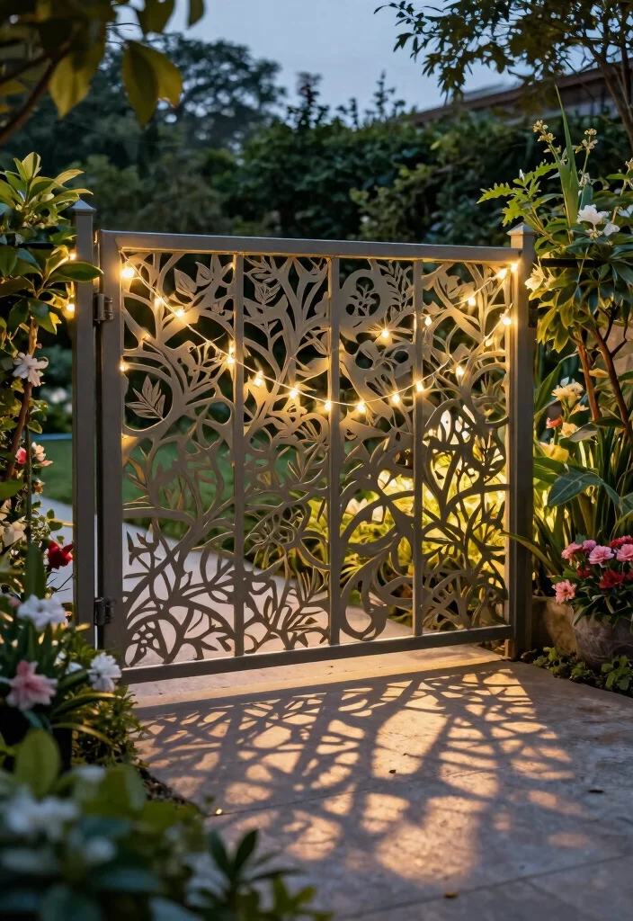 12 Metal Privacy Fence Ideas That Block Views Without Rusting - 2. Decorative Laser-Cut Patterns 1