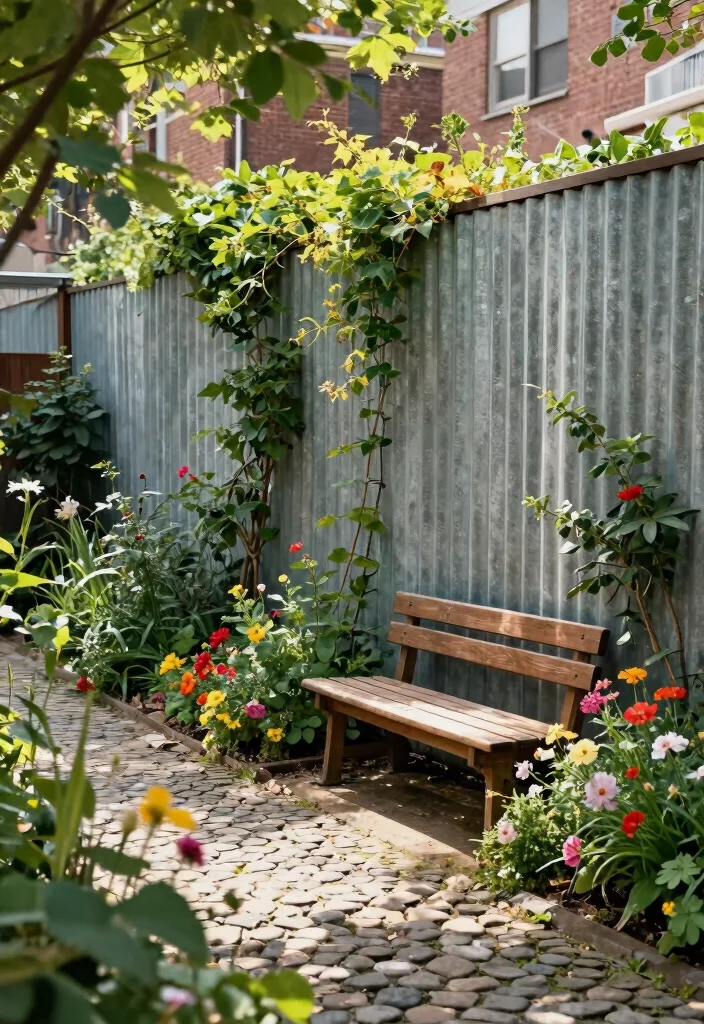 12 Metal Privacy Fence Ideas That Block Views Without Rusting - 3. Rustic Corrugated Metal Fencing 1