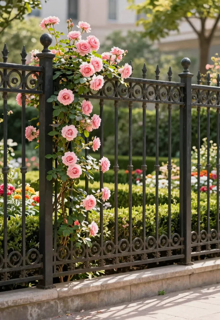 12 Metal Privacy Fence Ideas That Block Views Without Rusting - 5. Ornamental Iron Fencing 1