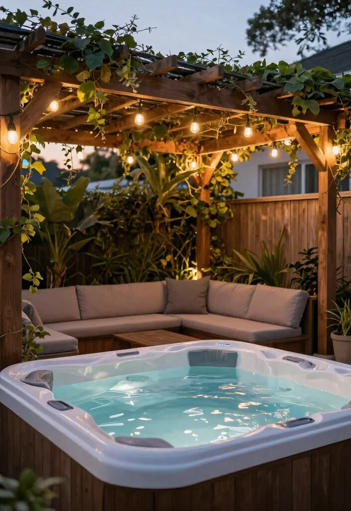 12 Outdoor Hot Tub Ideas on a Budget That Don't Need a Full Deck - 11. Pergola Shade 1