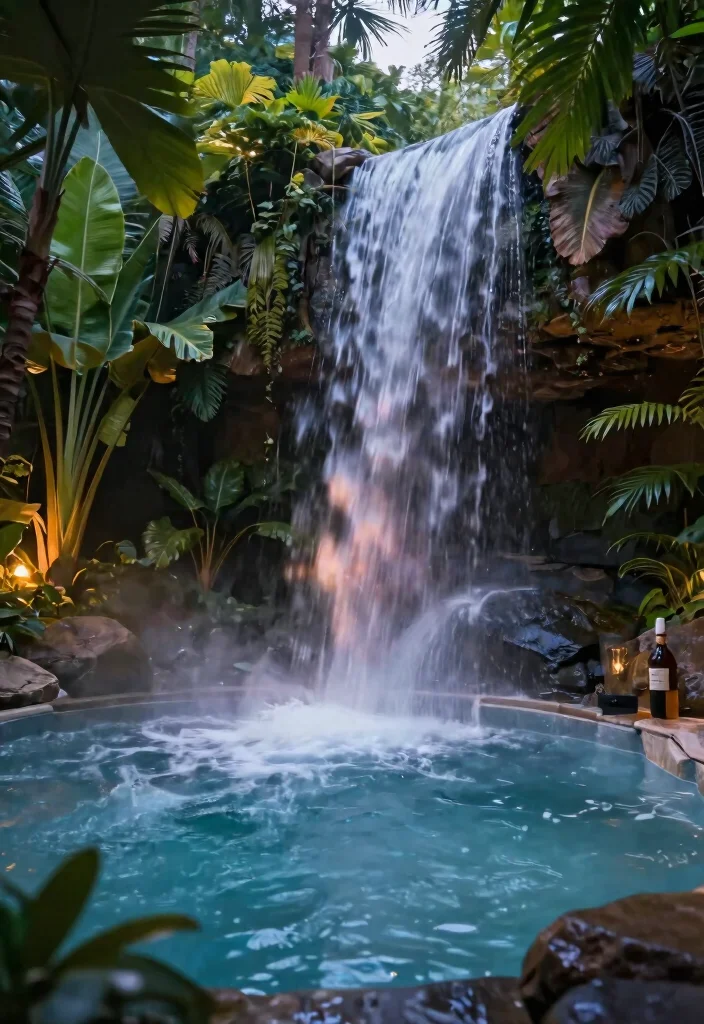 12 Outdoor Hot Tub Ideas on a Budget That Don't Need a Full Deck - 12. Waterfall Feature 1