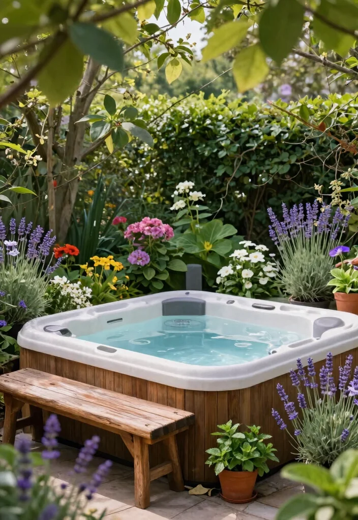 12 Outdoor Hot Tub Ideas on a Budget That Don't Need a Full Deck - 2. Garden Oasis 1