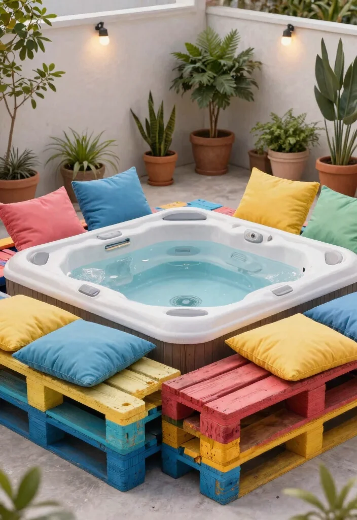 12 Outdoor Hot Tub Ideas on a Budget That Don't Need a Full Deck - 3. DIY Pallet Surround 1