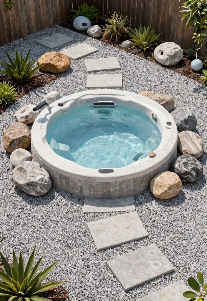 12 Outdoor Hot Tub Ideas on a Budget That Don't Need a Full Deck - 4. Gravel and Stone Spa 1