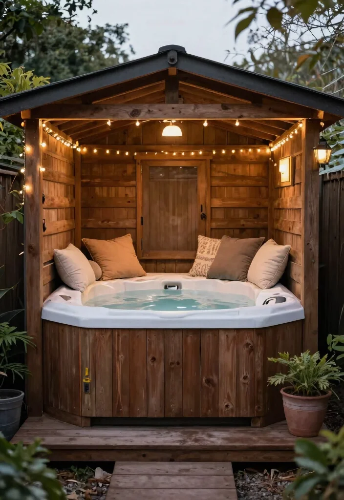 12 Outdoor Hot Tub Ideas on a Budget That Don't Need a Full Deck - 9. Rustic Shed Spa 1