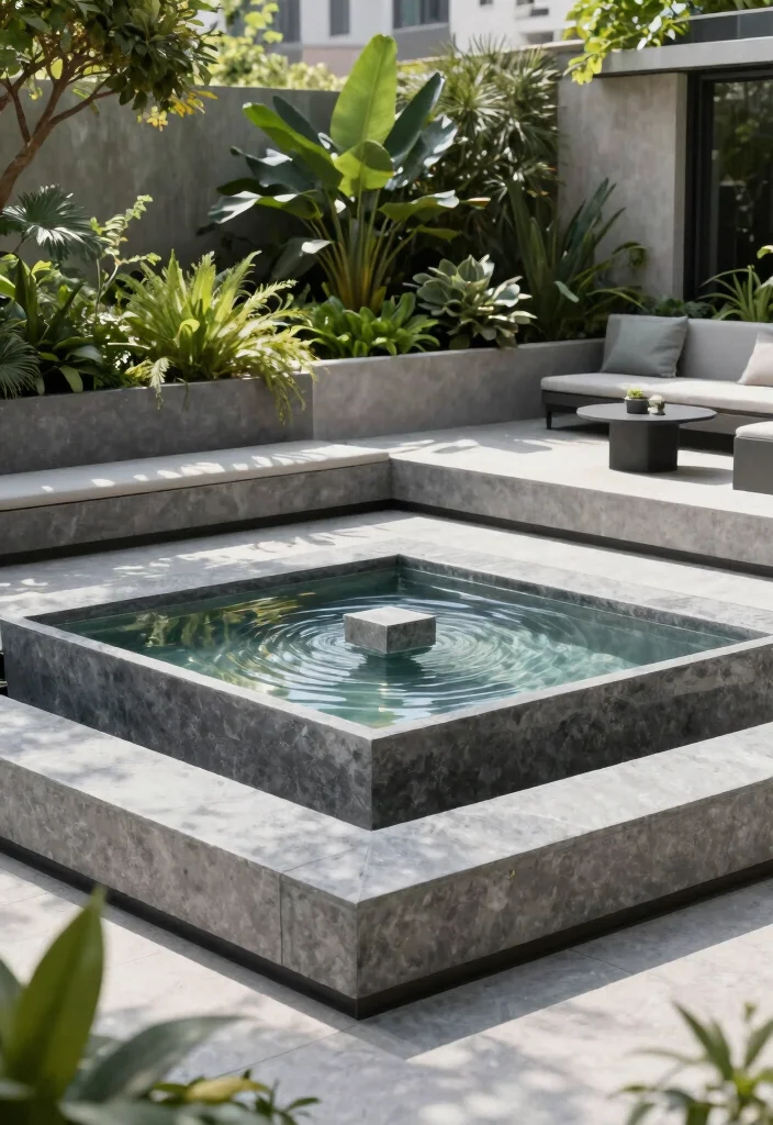 12 Outdoor Water Fountains That Run Without Buried Plumbing - 5. Modern Minimalist Fountain 1