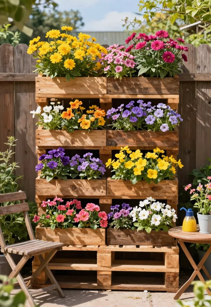 12 Pallet Planter Wall Ideas That Upcycle Wood and Save Money - 2. Flower Wall Installation 1