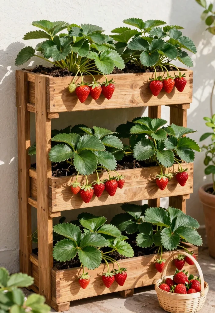 12 Pallet Planter Wall Ideas That Upcycle Wood and Save Money - 8. Vertical Strawberry Planter 1