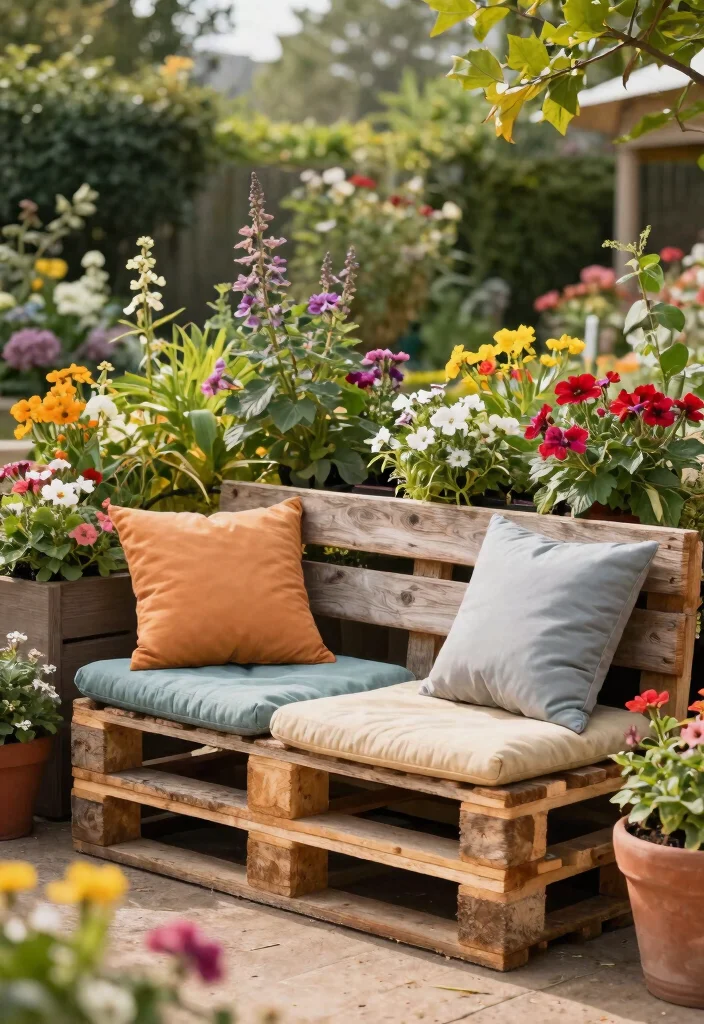 12 Pallet Planter Wall Ideas That Upcycle Wood and Save Money - 9. Pallet Garden Bench 1
