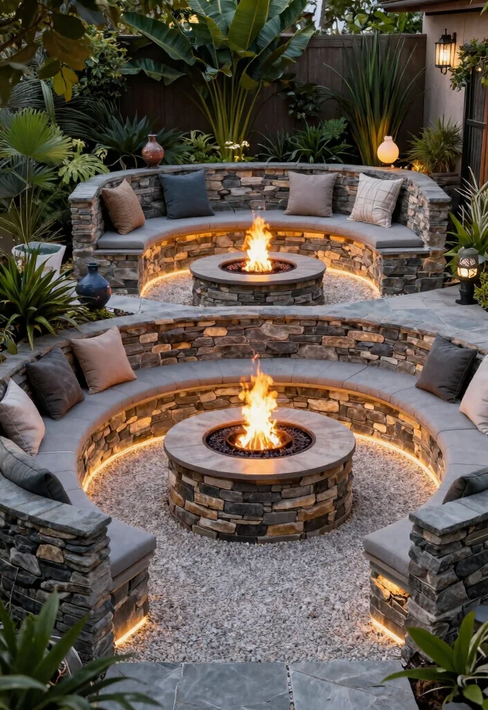 12 Pea Gravel Fire Pit Ideas on a Budget That Drain Fast After Rain - 12. Multi-level Fire Pit Design 1