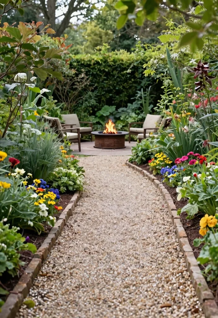 12 Pea Gravel Fire Pit Ideas on a Budget That Drain Fast After Rain - 4. Pea Gravel Pathway Leading to the Fire Pit 1