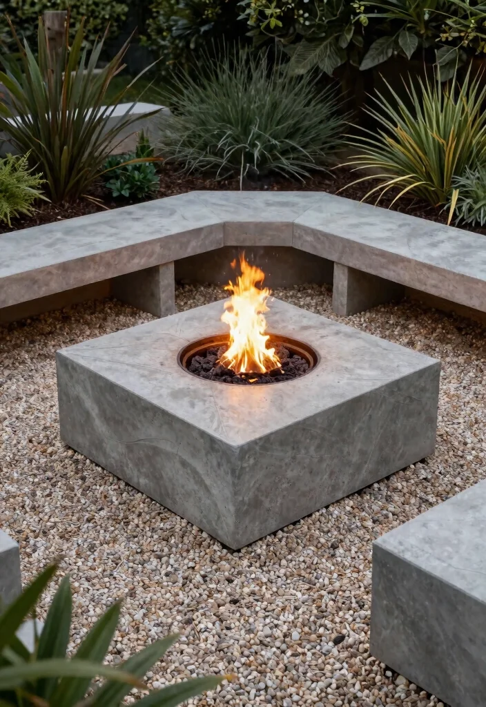 12 Pea Gravel Fire Pit Ideas on a Budget That Drain Fast After Rain - 6. Pea Gravel and Concrete Combination 1