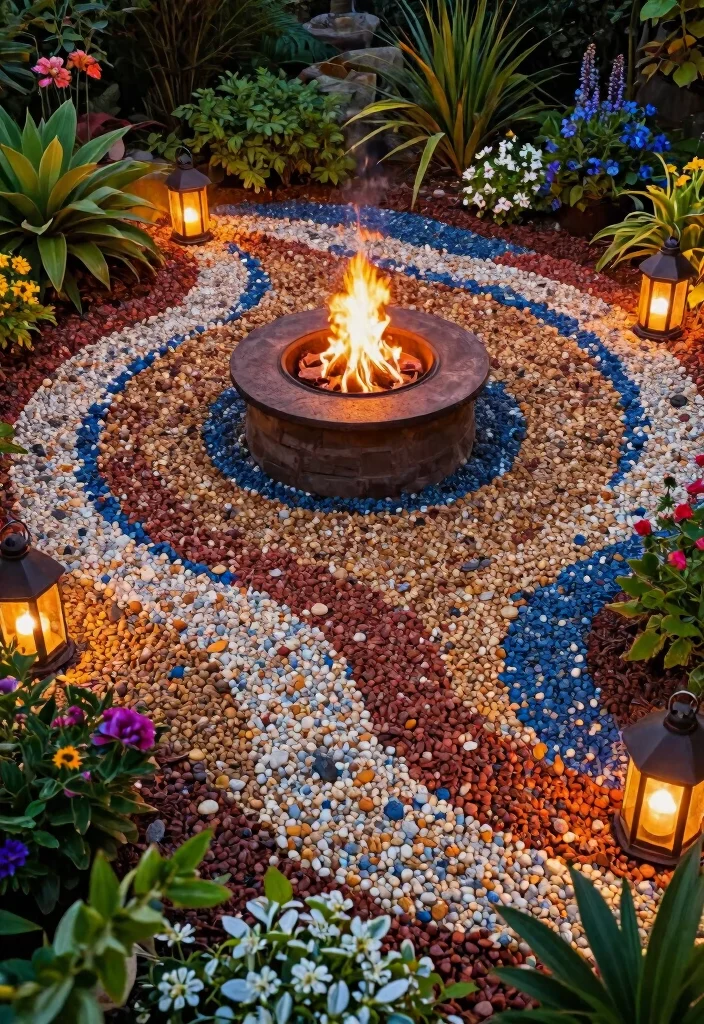 12 Pea Gravel Fire Pit Ideas on a Budget That Drain Fast After Rain - 7. Fire Pit Surrounded by Decorative Gravel 1