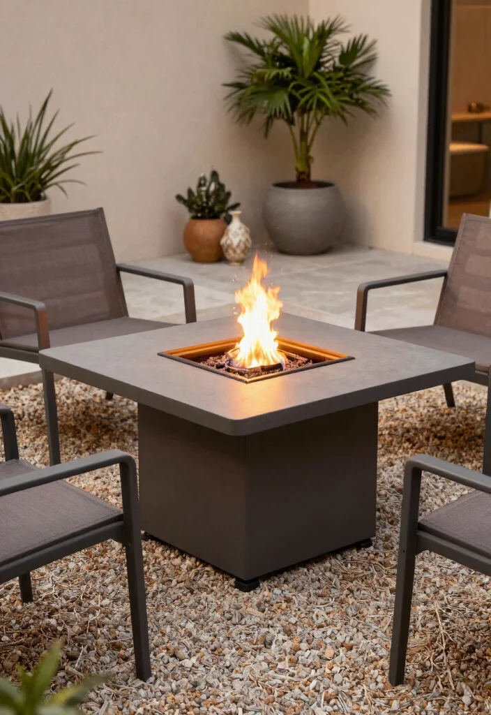 12 Pea Gravel Fire Pit Ideas on a Budget That Drain Fast After Rain - 8. Small Fire Pit Table Design 1