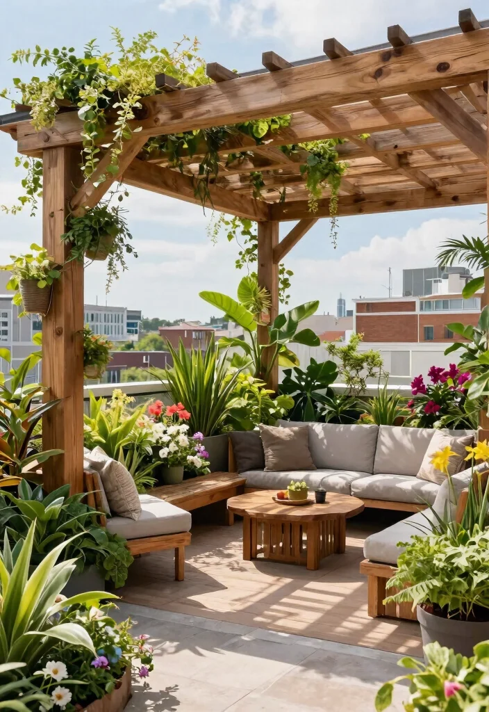 12 Roof Top Pergola Ideas That Provide Shade Without Blocking Views - 11. Biophilic Pergola Design 1