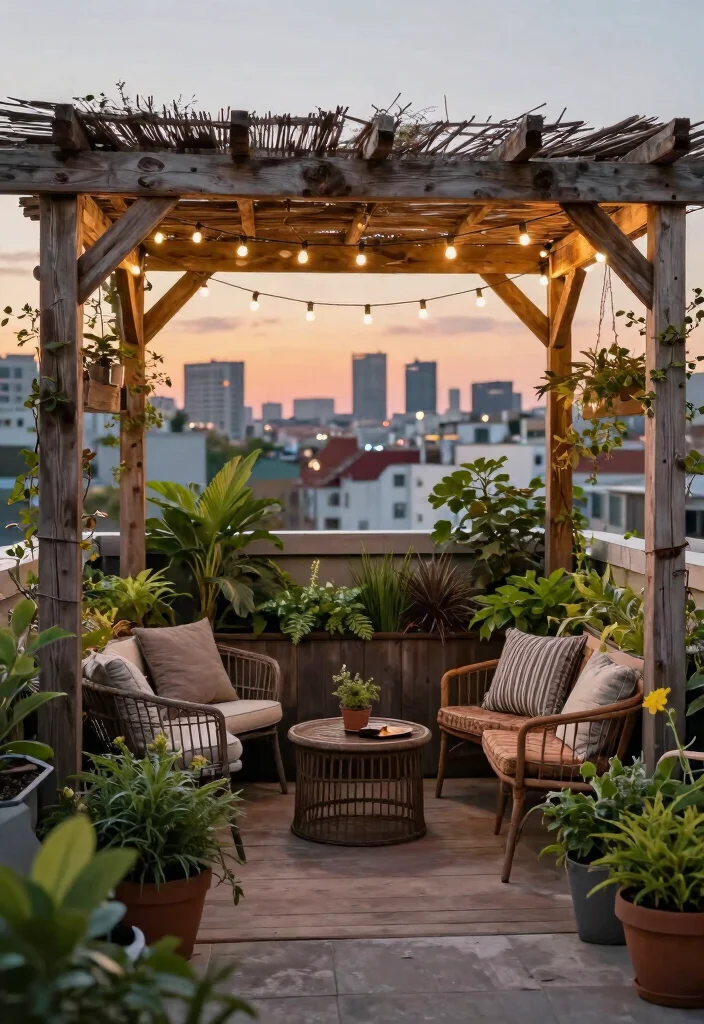 12 Roof Top Pergola Ideas That Provide Shade Without Blocking Views - 6. Rustic Pergola with Reclaimed Wood 1