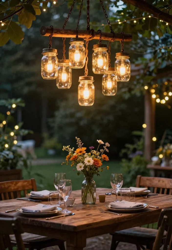 12 Rustic Chandelier Farmhouse Picks Under $150 - 3. Rustic Farmhouse with Mason Jars 1