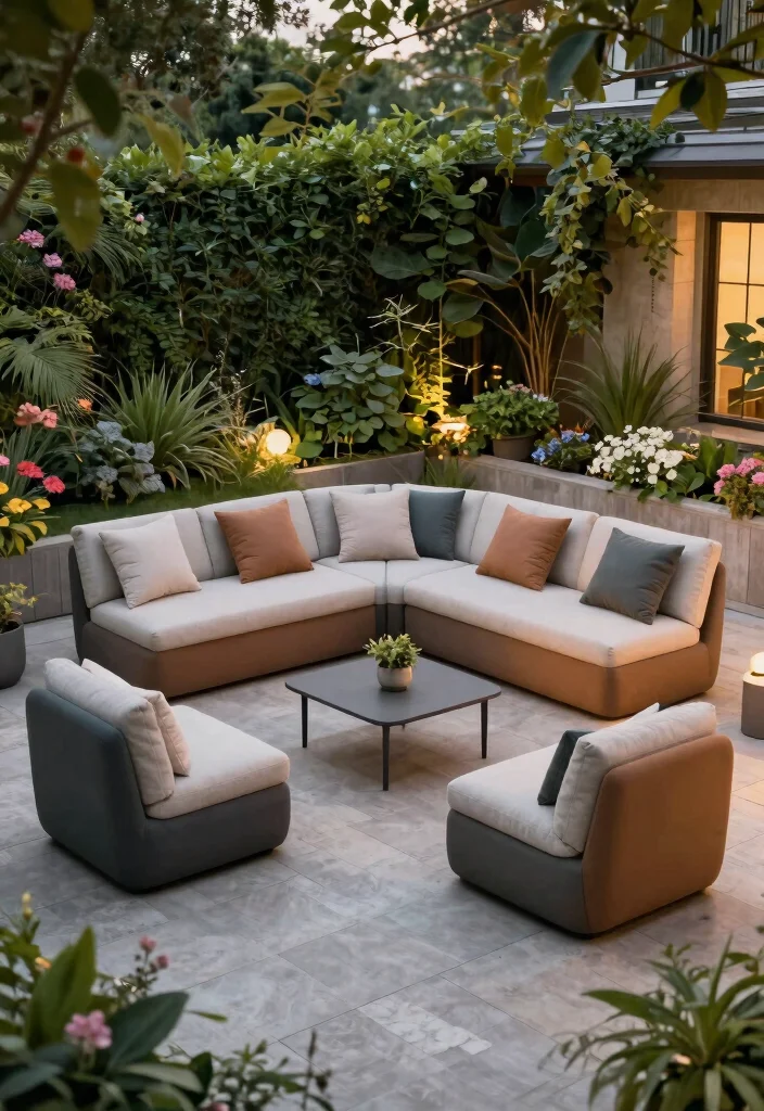 12 Small Backyard Patio Ideas That Fit Without Killing the Grass - 11. Modular Furniture for Flexibility 1