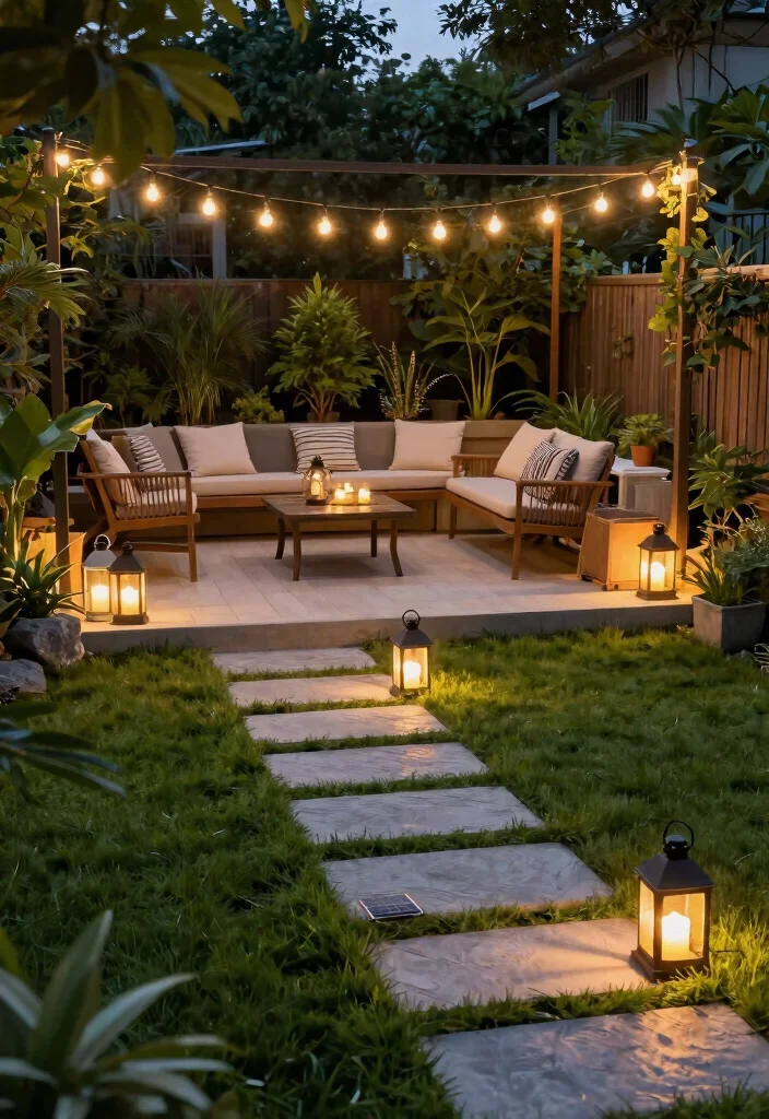 12 Small Backyard Patio Ideas That Fit Without Killing the Grass - 12. Eco-Friendly Lighting Solutions 1