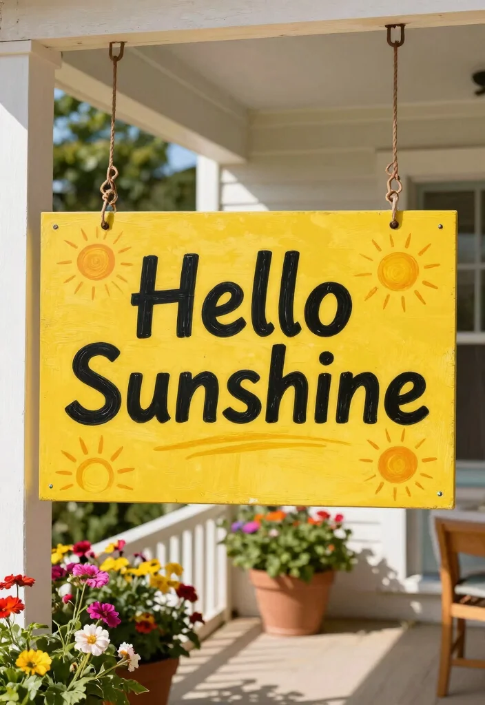 12 Summer Porch Signs That Look Hand-Painted but Aren't - 7. Hello Sunshine 1
