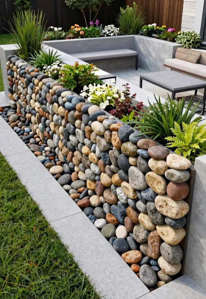 12 Timber Fence Ideas That Last 15+ Years Without Rotting - 8. Gabion Fencing – Modern with a Twist 1