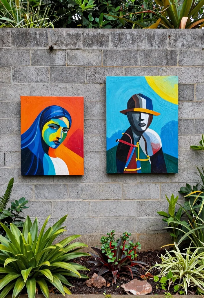 14 Cinder Block Fence Ideas That Look Finished Instead of Industrial - 10. Focal Point Art Installations 1