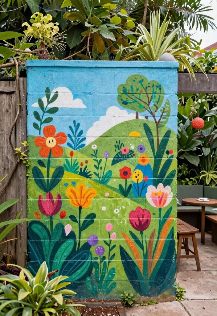 14 Cinder Block Fence Ideas That Look Finished Instead of Industrial - 14. DIY Painted Murals 1