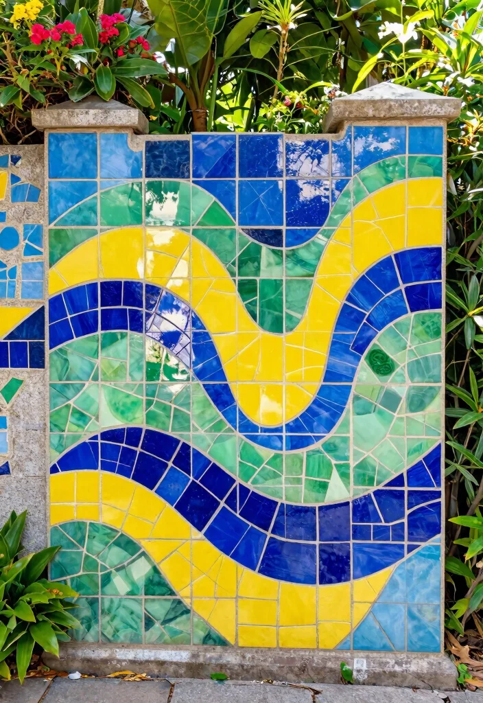 14 Cinder Block Fence Ideas That Look Finished Instead of Industrial - 2. Colorful Mosaic Designs 1
