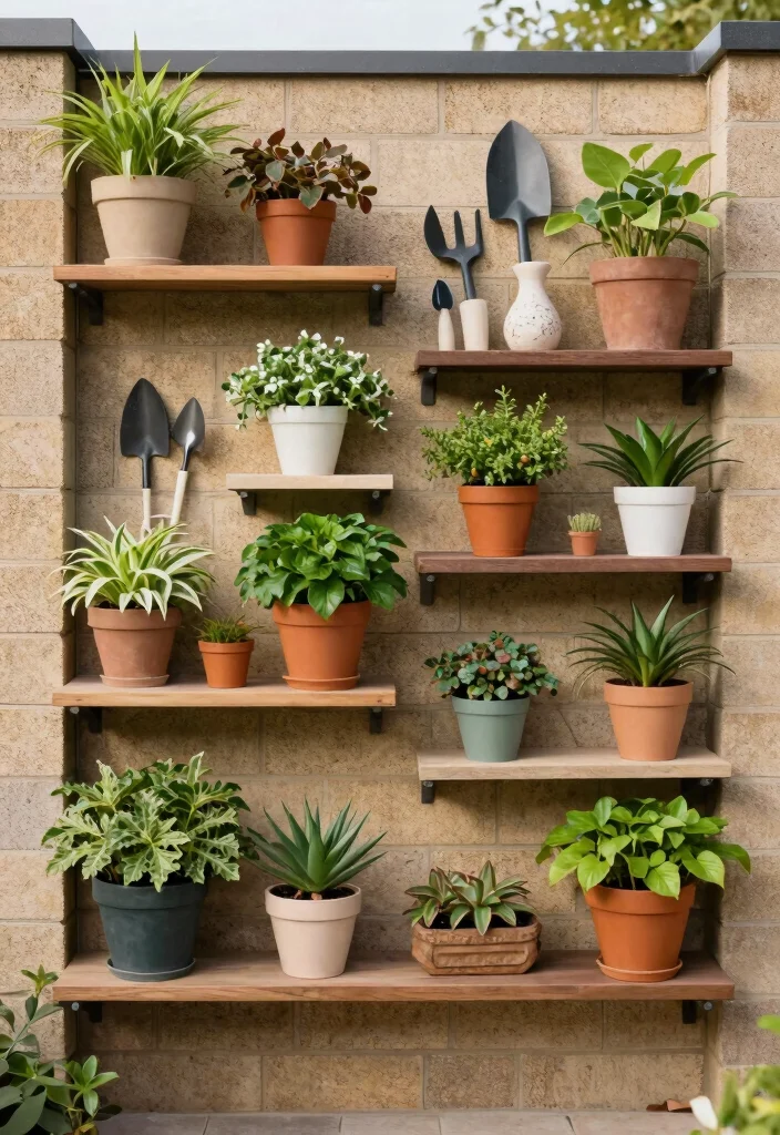 14 Cinder Block Fence Ideas That Look Finished Instead of Industrial - 3. Integrated Garden Shelves 1