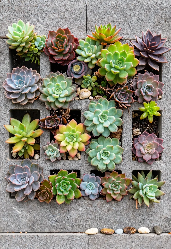 14 Cinder Block Fence Ideas That Look Finished Instead of Industrial - 5. Succulent Wall 1