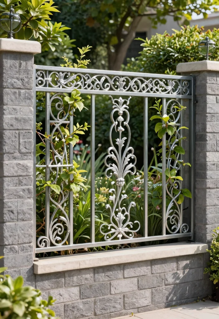 14 Cinder Block Fence Ideas That Look Finished Instead of Industrial - 8. Decorative Metal Accents 1