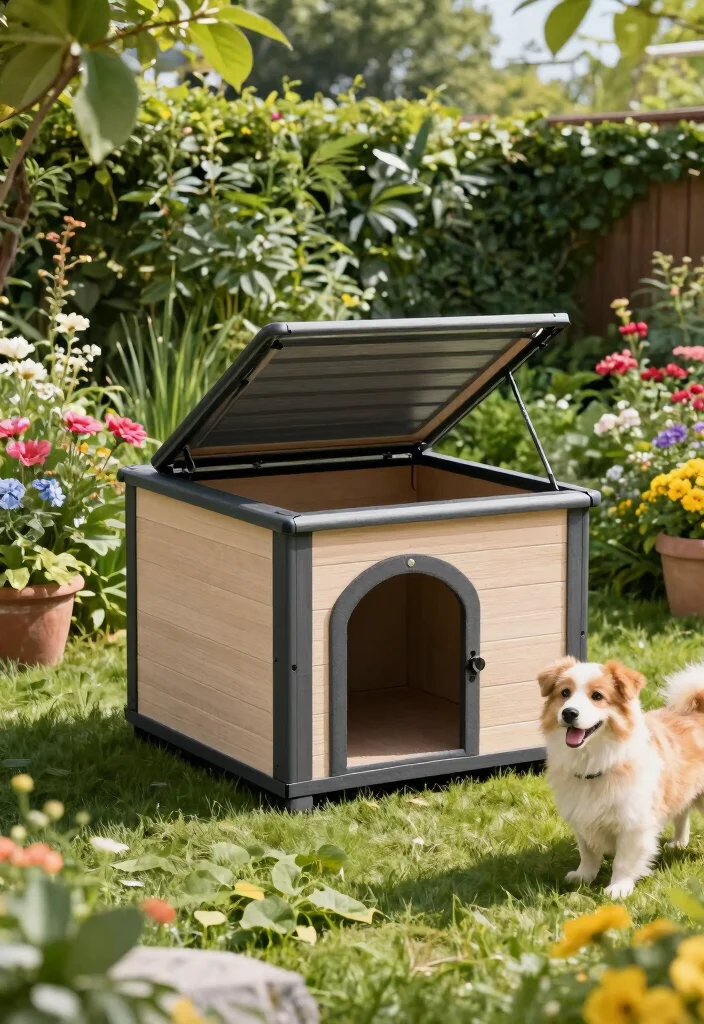 14 Dog House Outdoor Ideas That Stay Cool in Summer Heat - 11. Retractable Roof Dog House 1