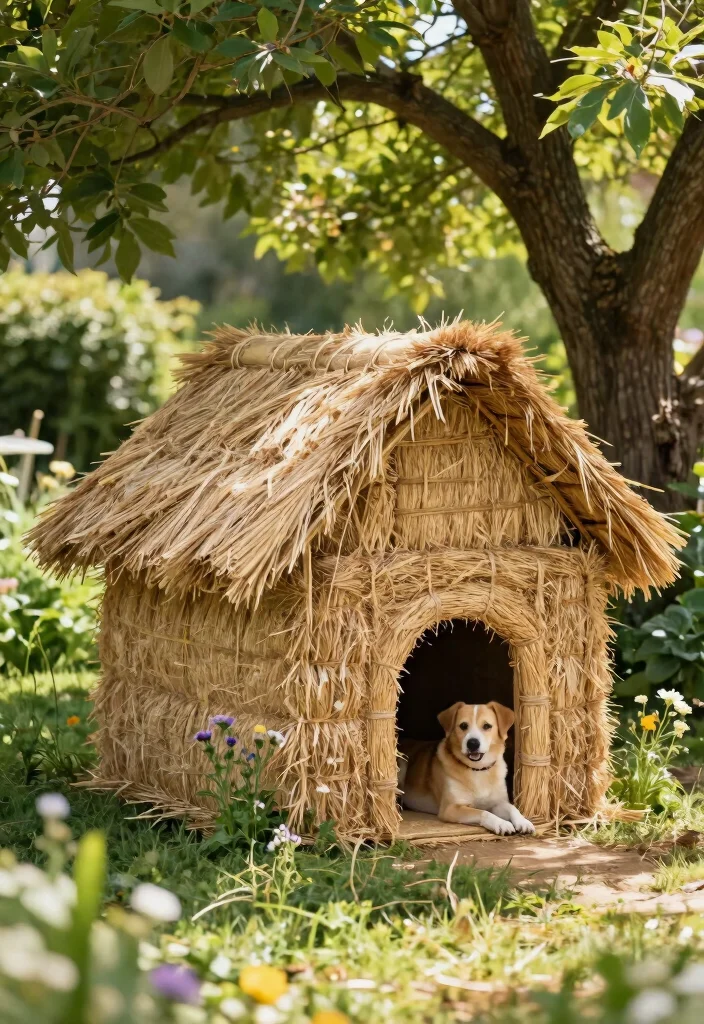 14 Dog House Outdoor Ideas That Stay Cool in Summer Heat - 3. Straw Bale Dog House 1