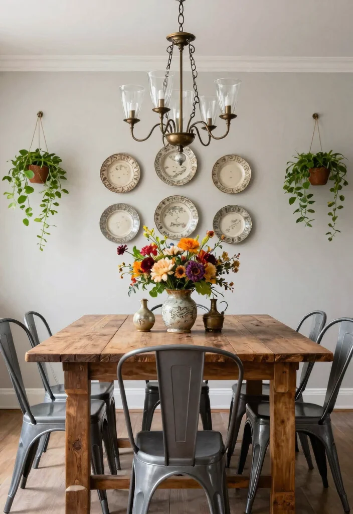 14 Farmhouse Chandelier Dining Rooms That Scale Right Over the Table - 1. Vintage Elegance with a Modern Twist 1