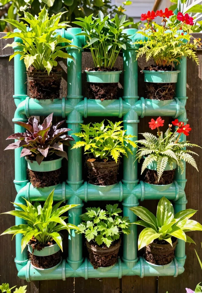 14 Garden Planter Ideas That Drain Well and Don't Rot - 13. DIY PVC Pipe Planters 1