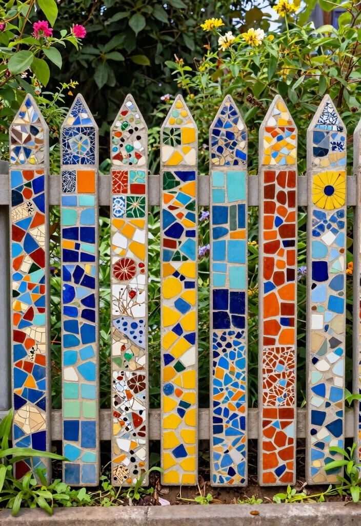 14 Modern Fence Design Ideas That Add Curb Appeal - 13. Artful Mosaics in Fencing 1