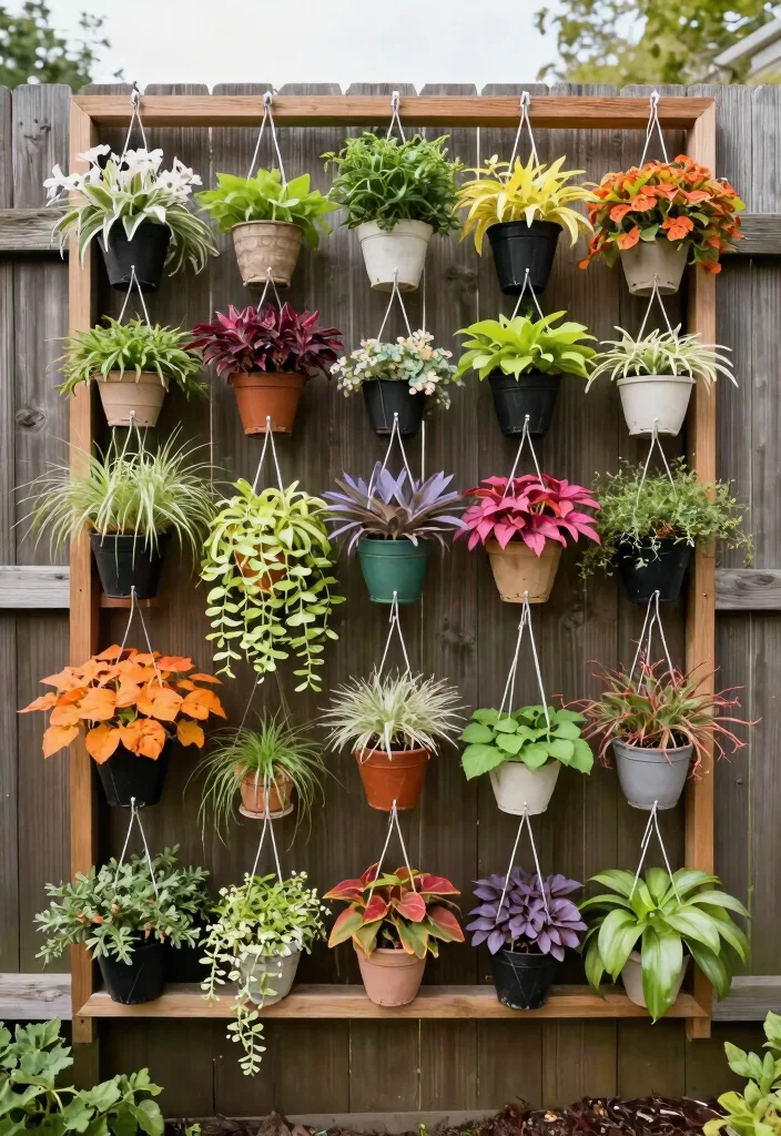 14 Outdoor Planter Wall Ideas That Turn Blank Fences Into Vertical Gardens - 10. Hanging Plant Wall Art 1