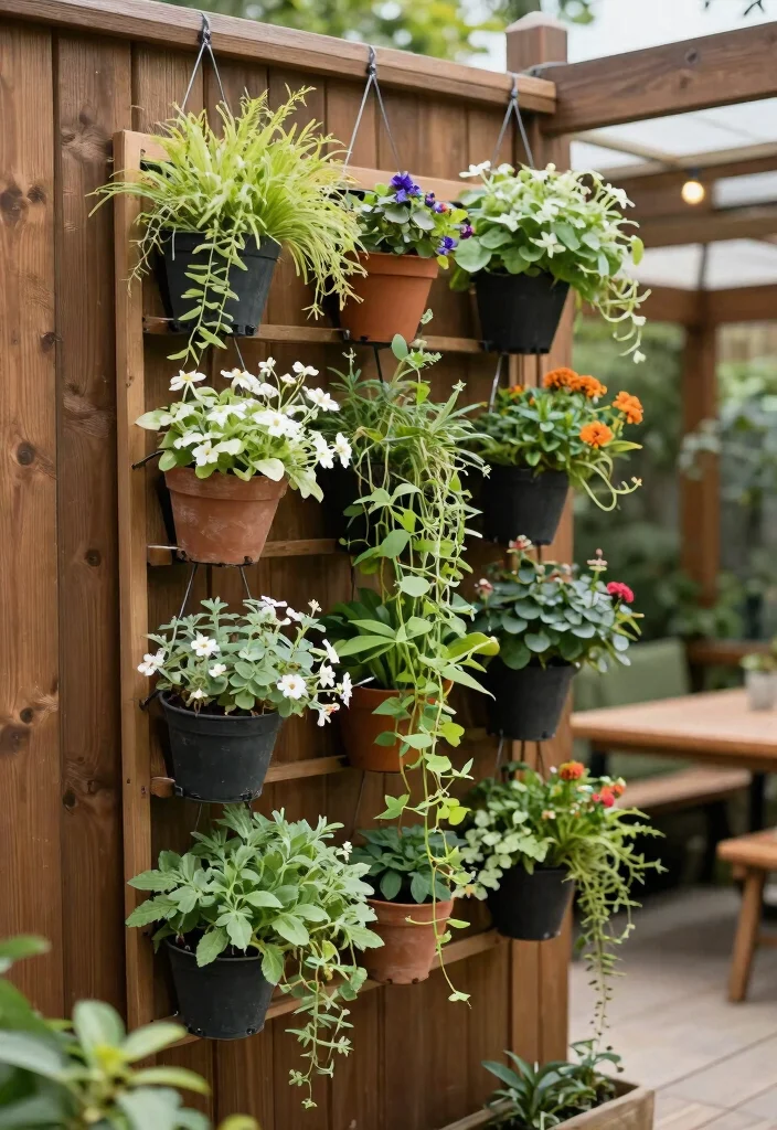14 Outdoor Planter Wall Ideas That Turn Blank Fences Into Vertical Gardens - 3. Hanging Vertical Garden 1