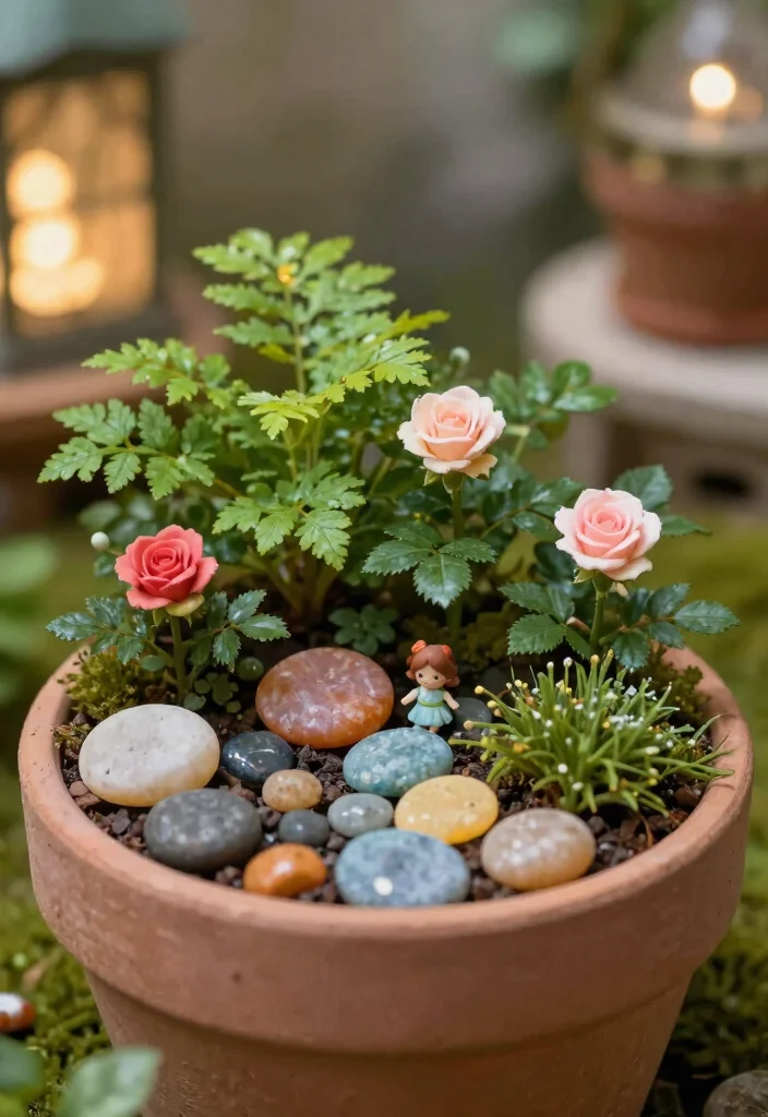 14 Patio Flower Pots Arrangements That Bloom All Season Long - 10. Fairy Garden Pot 1