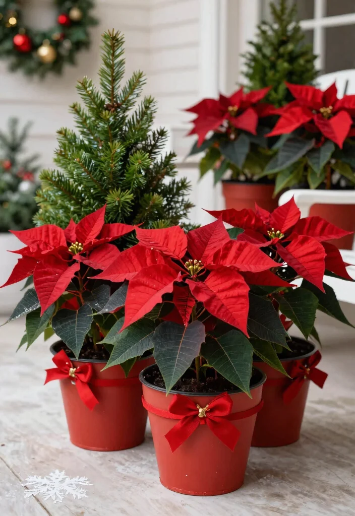 14 Patio Flower Pots Arrangements That Bloom All Season Long - 12. Festive Holiday Pots 1