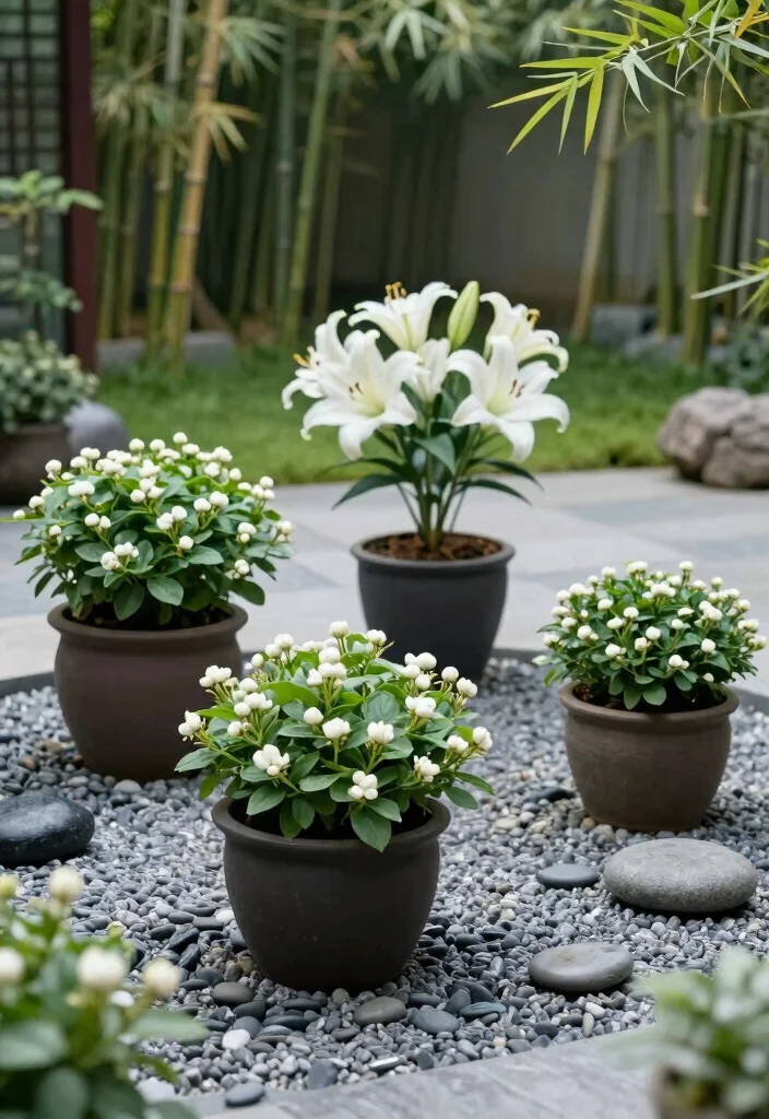 14 Patio Flower Pots Arrangements That Bloom All Season Long - 2. Zen Garden Vibes 1