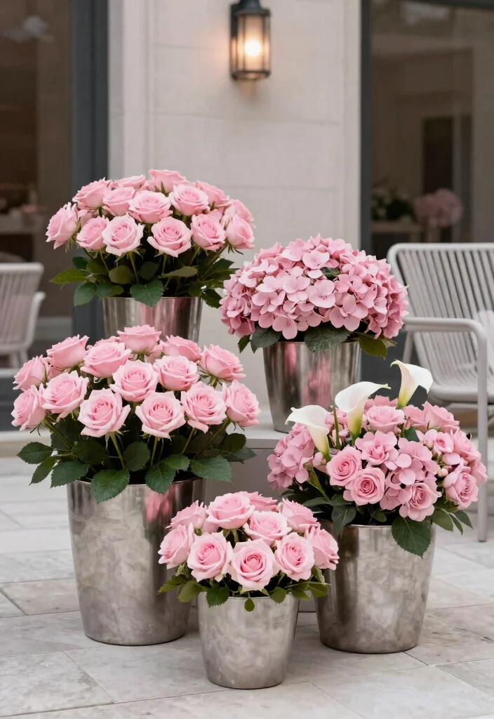 14 Patio Flower Pots Arrangements That Bloom All Season Long - 4. Elegant Monochrome 1