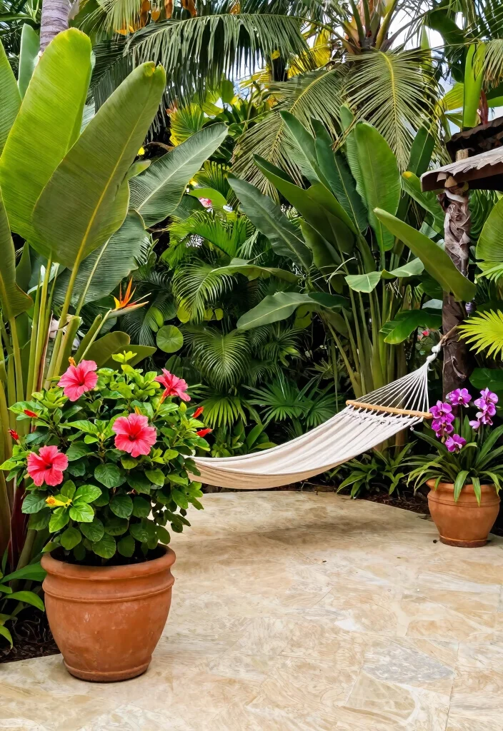 14 Patio Flower Pots Arrangements That Bloom All Season Long - 6. Tropical Paradise 1