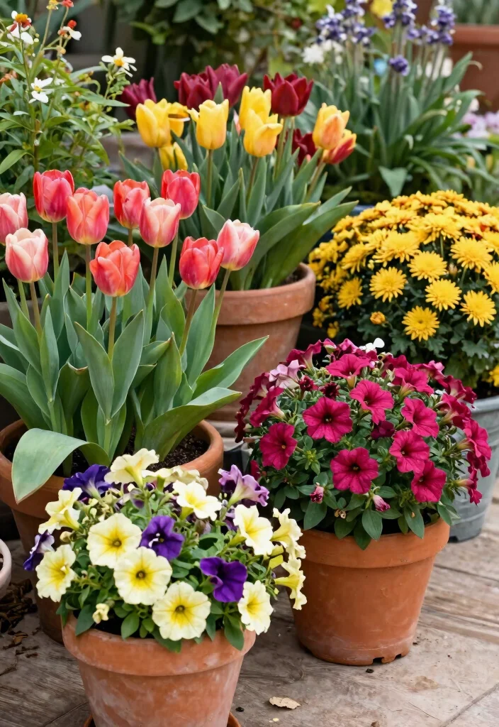 14 Patio Flower Pots Arrangements That Bloom All Season Long - 8. Seasonal Rotations 1