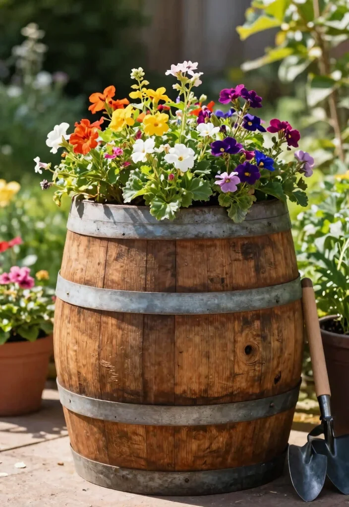 14 Planter Box Plans You Can Build in One Weekend - 11. Recycled Barrel Planter 1