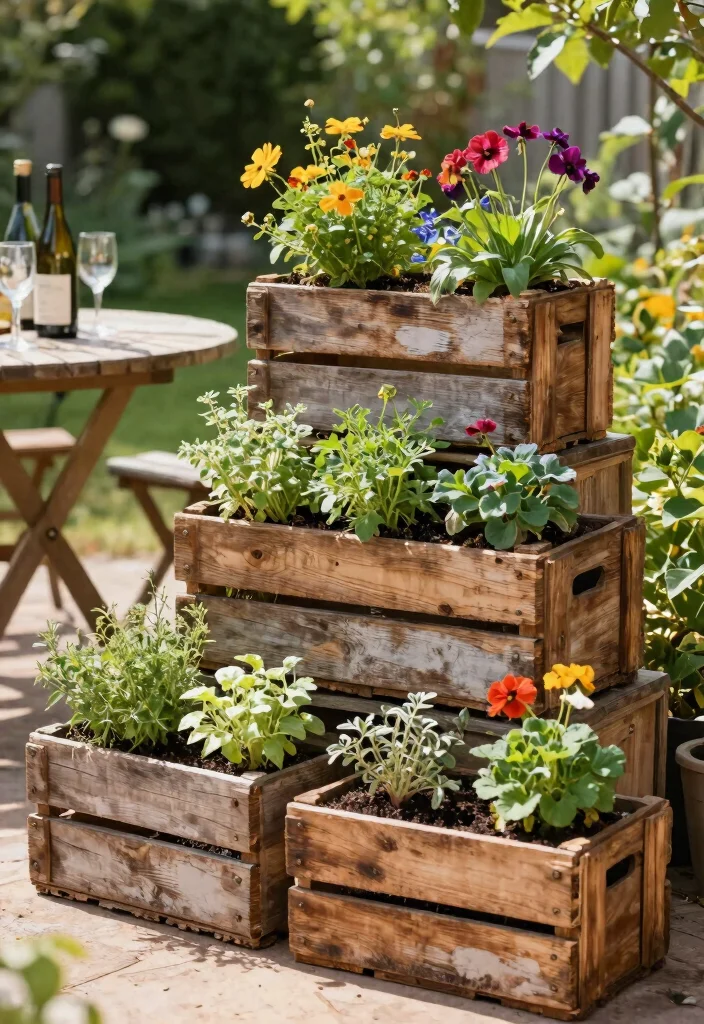 14 Planter Box Plans You Can Build in One Weekend - 6. Rustic Wine Crate Planters 1