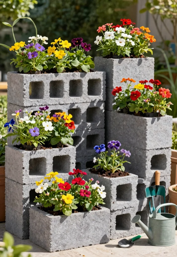 14 Planter Box Plans You Can Build in One Weekend - 8. Simple Cinder Block Planter 1