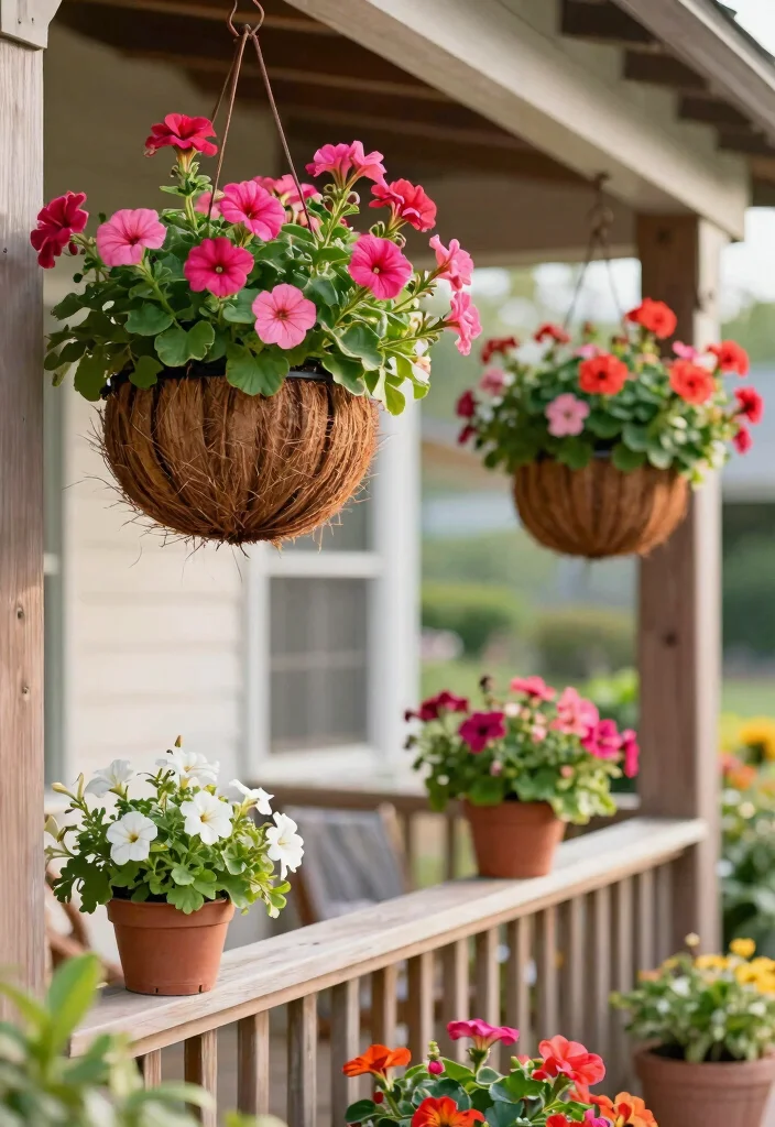 14 Porch Hanging Basket Ideas That Stay Watered Without Daily Attention - 5. Coconut Fiber Hanging Baskets 1