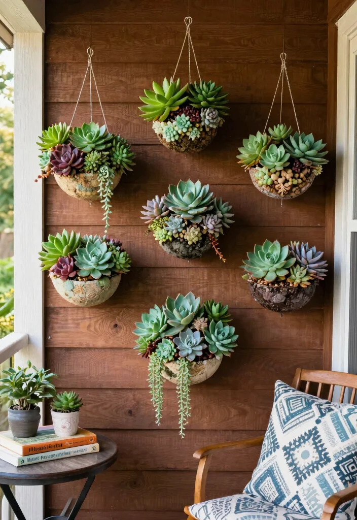 14 Porch Hanging Basket Ideas That Stay Watered Without Daily Attention - 8. Succulent Hanging Gardens 1