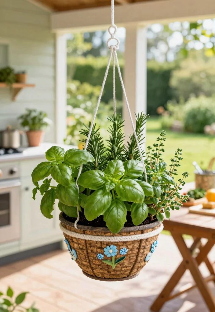 14 Porch Hanging Basket Ideas That Stay Watered Without Daily Attention - 9. Herb Hanging Baskets 1